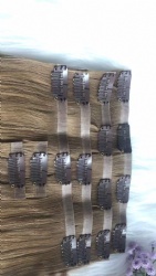 Wholesale Seamless Clip In Double Drawn 100% Human Hair Extensions PU Clip In Hair Extension
